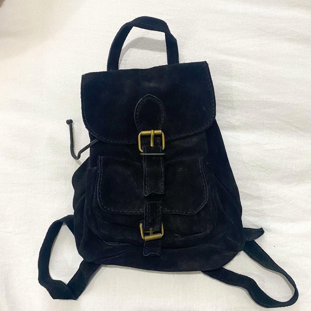 Black Mini Suede Backpack